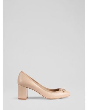 LK Bennett Juliette Fawn Nappa Leather High Heel Grosgrain Ballerina Courts - Pink