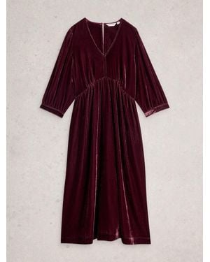 White Stuff Lucy Velvet Dress - Rot