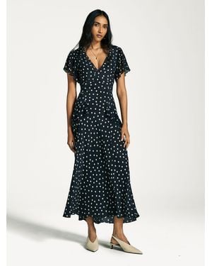 RIXO London Evie Bohemia Spot Dress - Blue
