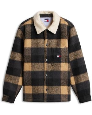 Tommy Hilfiger Teddy Lined Brushed Flannel Oversized Shacket - Black