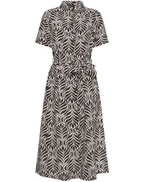 M Com M & Co Printed Shirt Dress - Gray