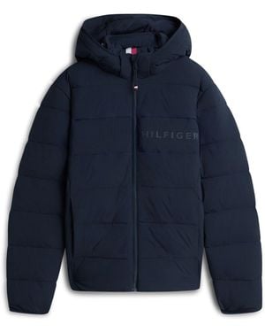 Tommy Hilfiger Double Layer Hooded Puffer Jacket - Blue