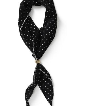 Aela Polka Dot Adjustable Bead Scarf - Black