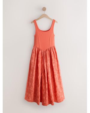 Next Cornelli Skirt Woven Mix Midi Dress - White