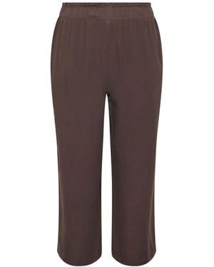 PixieGirl Petite Pixiegirl Petite Acid Wash Wide Leg Cropped Pants - Brown