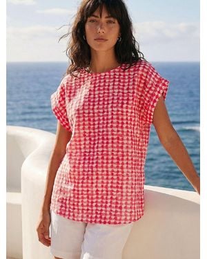 Roman Spotted Dot Print Shell Top - Red