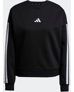 adidas Essentials 3-Stripes Fleece Sweatshirt - Black