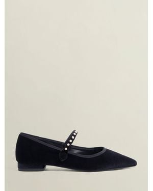Hobbs Julianna Velvet Point Toe Flats - White