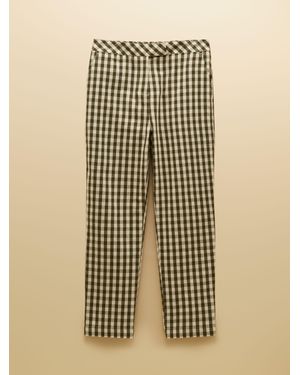 Joules Ada Gingham Tailored Cropped Pants - Metallic