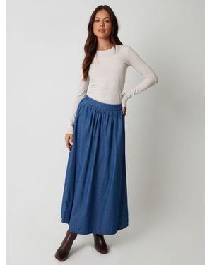 Threadbare Pull On Denim Midaxi Skirt - Blue