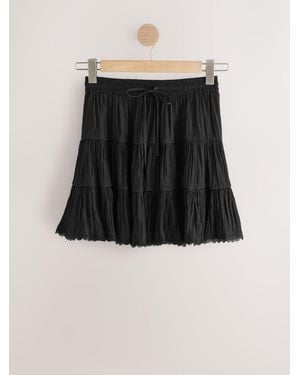 Next Crushed Tiered Mini Skirt - Black