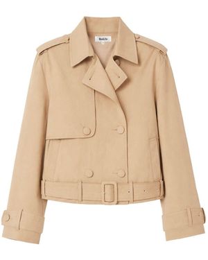 Ro & Zo Belted Cropped Trench Jacket - Natural
