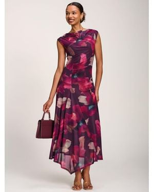 Jolie Moi Floral Multi Draped Asymmetric Structured Hem Maxi Dress - Pink
