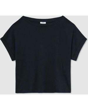 Reiss Cotton Off-Shoulder T-Shirt - Blue