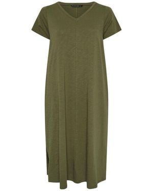 Evans Slub Jersey Dress - Green