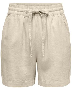 Jdy Linen Blend Shorts With Tie Waist - Natural