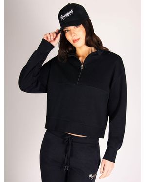 Pineapple Funnel Neck Half Zip Sweatshirt - Black