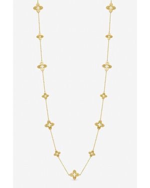 Jon Richard Tone Textured Crystal Clover Long Necklace - White