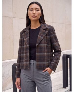Roman Check Edge To Edge Jacket - Brown