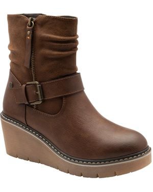 Lotus Wedge Ankle Boots - Brown