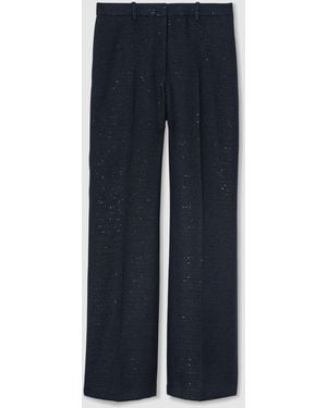 Reiss Sequin-Detail Wide-Leg Woven Pants - Blue