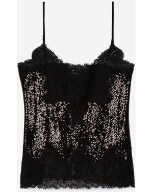 The Kooples Lace Top With Strap - Black