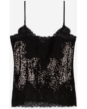 The Kooples Lace Top With Strap - Black