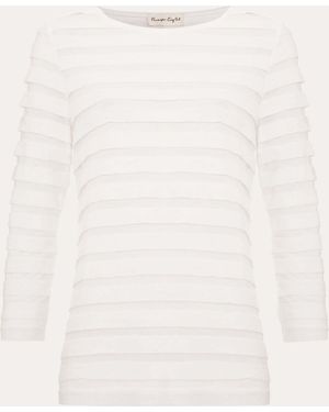 Phase Eight Indy Stripe Frill Texture Top - Natural
