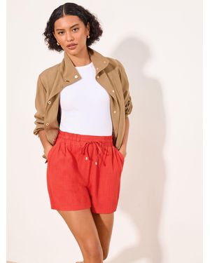 Lipsy Touch Of Linen Shorts - Red