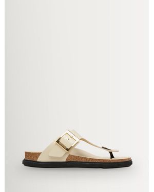 Birkenstock High Shine Leather Gizeh Sandals - Natural