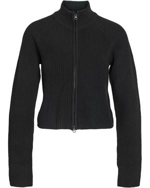 Noisy May Double Zip Mockneck Knitted Cardigan - Black