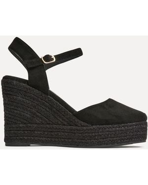 Linzi True Closed Toe Espadrille High Wedge - Black