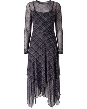 Joe Browns Roxy Check Dippy Hem Mesh Dress - Schwarz