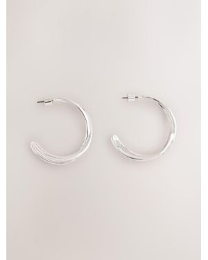 Next Tone Cross Over Hoop Earrings - Natural