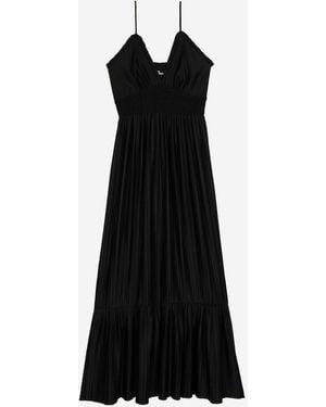 The Kooples V-Neck Sheered Waist Cami Maxi Dress - Black
