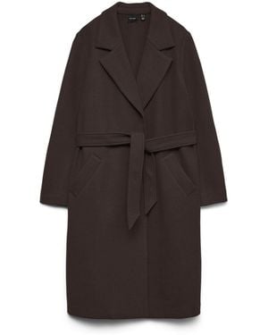 Vero Moda Belted Midi Length Coat - Brown