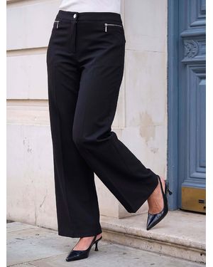 Roman Ponte Zip Wide Leg Trousers - Blue