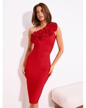 Lipsy Floral Detail Bandage Midi Dress - Red