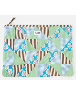 Oliver Bonas Emily & Patchwork Corduroy Laptop Case - Blue