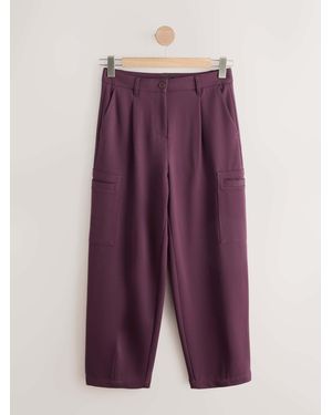 Next Burgundy Ponte Cargo Barrel Leg Pants - Purple