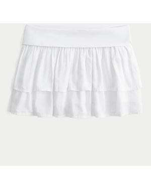 Hollister Mid Rise Foldover Mini Skirt - White