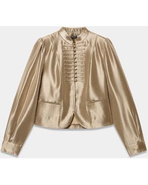 Mint Velvet Metallic Knot Button Short Jacket - Natural
