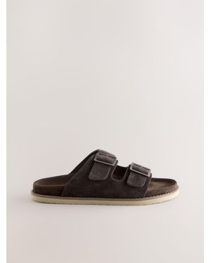Next Two Buckle Tonal Sandals - Brown