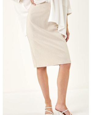 Roman Stripe Pencil Skirt - Natural