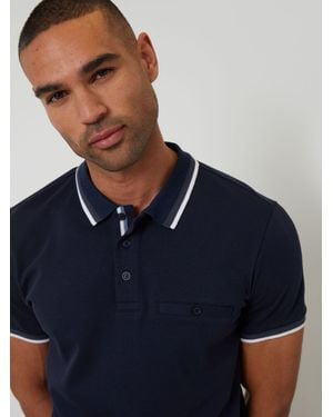 Threadbare Jetted Pocket Cotton Interlock Polo Shirt - Blue