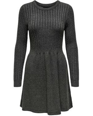 ONLY Long Sleeve Cable Knit Dress - Black
