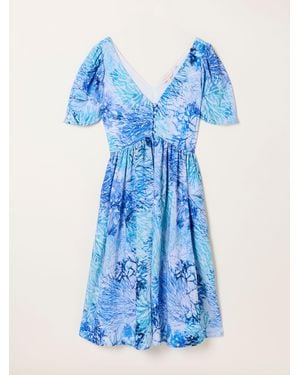 FatFace Fatface V & A Fatface Rosie Petite Knee Length Dress - Blue