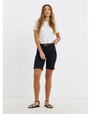 Simply Be Denim Knee Shorts - White