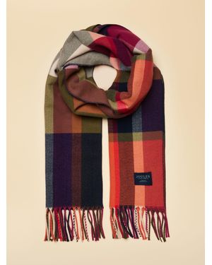 Joules Langtree Khaki & Check Scarf - Red