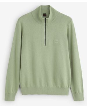 BOSS Kanobix Quarter Zip Logo Sweater - Green